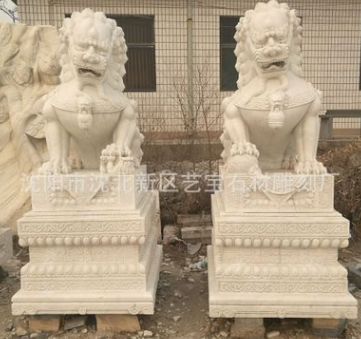 漢白玉石獅子雕刻鎮宅大獅子一對門口擺件天然大理石石雕精品獅子