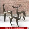 雕塑鹿玻璃鋼仿銅抽象幾何抽象戶外公園林造型藝術(shù)吃草麋鹿擺件
