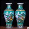 景德鎮陶瓷花瓶 琺瑯彩綠色金鳥魚尾花瓶 家居裝飾陶瓷工藝品批發