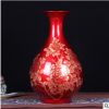 陶瓷花瓶 精品紅色牡丹花水晶釉玉壺春花瓶 時尚婚慶喜慶喬遷禮品