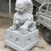 石雕石獅一對芝麻白石獅子園林