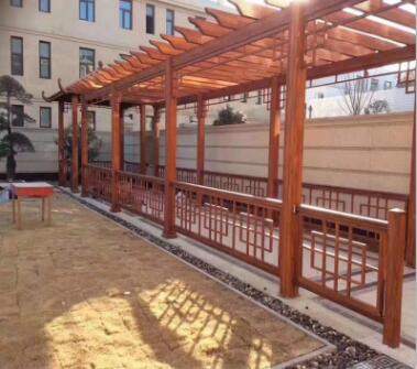 仿古花架長廊實木木屋別墅庭院防腐木戶