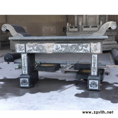 寺院石雕供桌雕刻 祠堂定制芝麻黑石案桌 寺廟石雕祭祀香案供臺