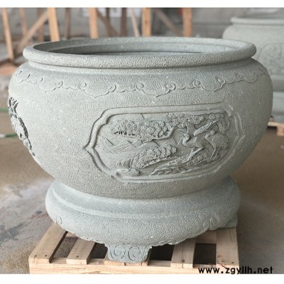 廠家供應(yīng)仿古石雕石缸 青石魚缸花盆 戶外庭院擺件