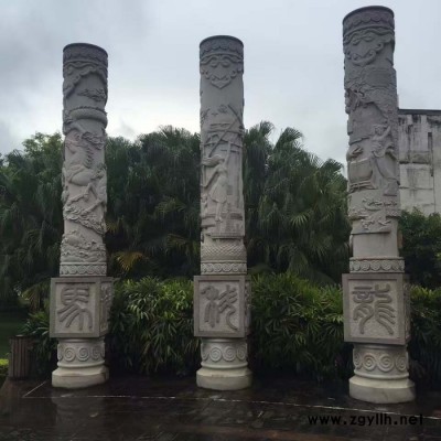 石雕龍柱廠家花崗巖石雕柱子龍鳳柱雕刻廣場文化柱