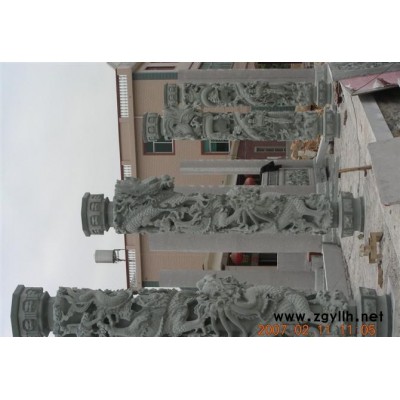 福建青石龍鳳柱雕刻，羅源青雙龍柱，百子柱，石雕廠