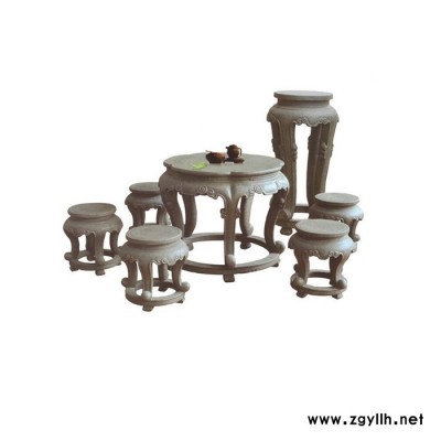 青石大理石圓桌鏤空雕花仿古做舊石桌石凳庭院戶外家用石雕桌椅