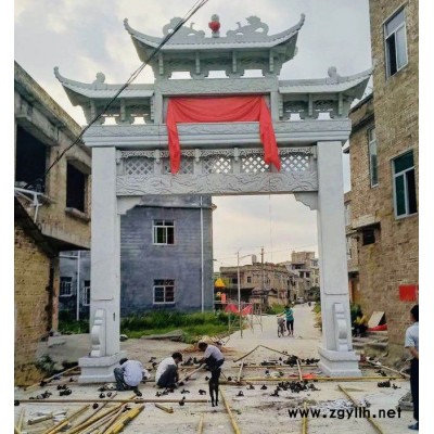 輝耀石雕源頭廠家中式路口石牌坊   寺廟照壁浮雕 農(nóng)村牌坊