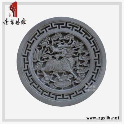 麒麟送福圖磚雕 磚雕石雕的詩句 唐語磚雕仿古磚雕掛件中式影壁墻浮雕裝飾古建青磚圓形 38cm麒麟ZJ380-3