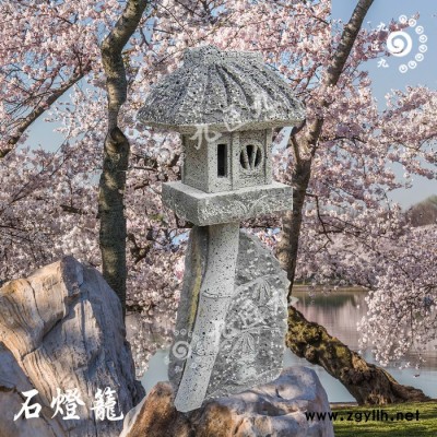 石雕石燈籠日式中式宮燈 仿古石燈供燈地燈 花園庭院酒店園林禪意燈 草坪石雕擺件 園林別墅造景 花崗巖繡石雪見燈籠