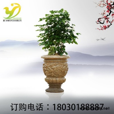 研景 石雕葡萄花盆家居辦公公園廣場擺件