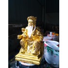 木雕道教神像土地公土地爺大伯公福德正神像家居寺廟佛堂供奉擺件40厘米貼金土地公