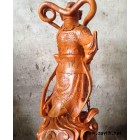 生產(chǎn)木雕工藝品 寺廟供奉木雕韋陀菩薩護法 原木色漆樟木雕刻