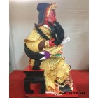 木雕坐體關(guān)公 39公分木雕佛像工藝品 彩繪木雕佛像工藝品