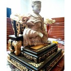 惠祥木雕工藝、臺灣48CM脫椅廣澤尊王樟木雕刻，檜木雙龍神椅