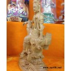 木雕工藝佛像 檜木雕刻自在觀音菩薩 原木色擺件木質工藝品