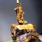 凱美隆木業崖柏關公木雕送禮佳品武財神實木根雕圓雕居家擺件鎮宅