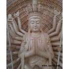 寺廟佛像千手觀音，樟木雕刻供奉站相觀音菩薩精雕白丕