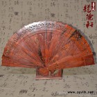 龍德軒紅酸枝木雕喜上眉梢工藝扇子仿古中國風木質折扇工藝品擺