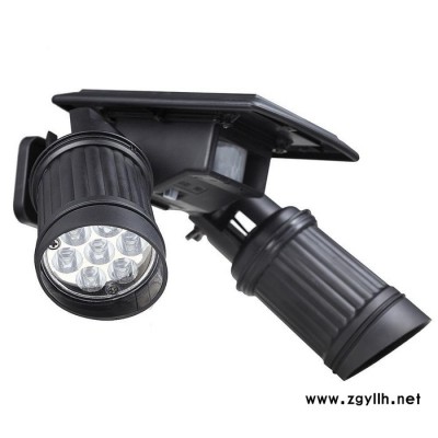 供應LED14太陽能人體感應雙頭射燈 戶外感應庭院燈 家用望遠鏡射燈