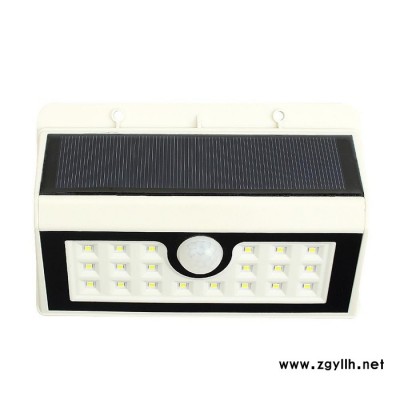 新款 太陽能路燈 爆款白殼20LED貼片庭院燈 太陽能人體感應壁燈