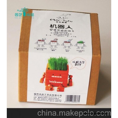 微型盆景 DIY種植 長草的機器人 陶瓷花盆 藝術(shù)花盆容器 居家花盆