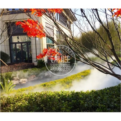江西園林景觀人造霧，景觀人造霧設(shè)備，景觀噴霧工程，錦勝霧森廠家供應(yīng)